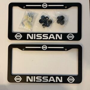 Nissan license plate frame set of 2 Black NWT